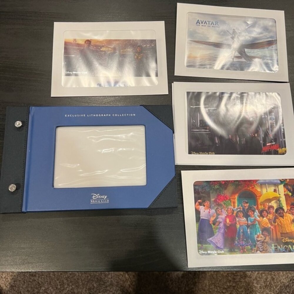 Disney Lithograph binder and 4 lithographs